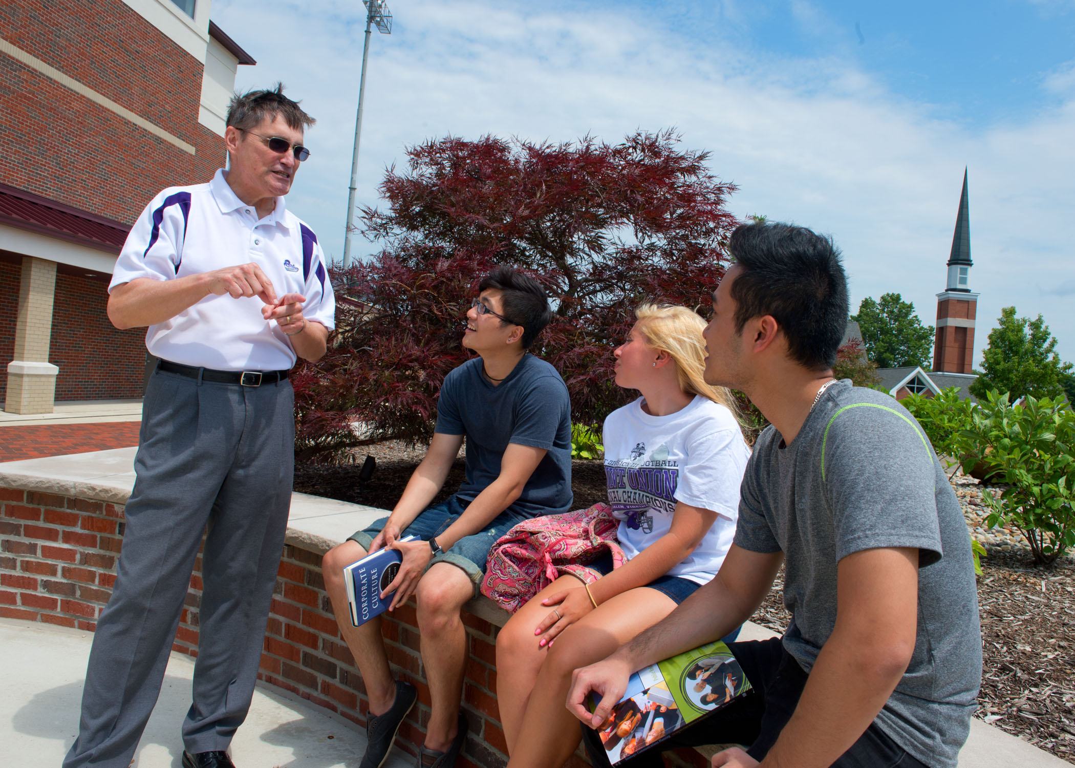 University of Mount Union students and professor gathered on campus