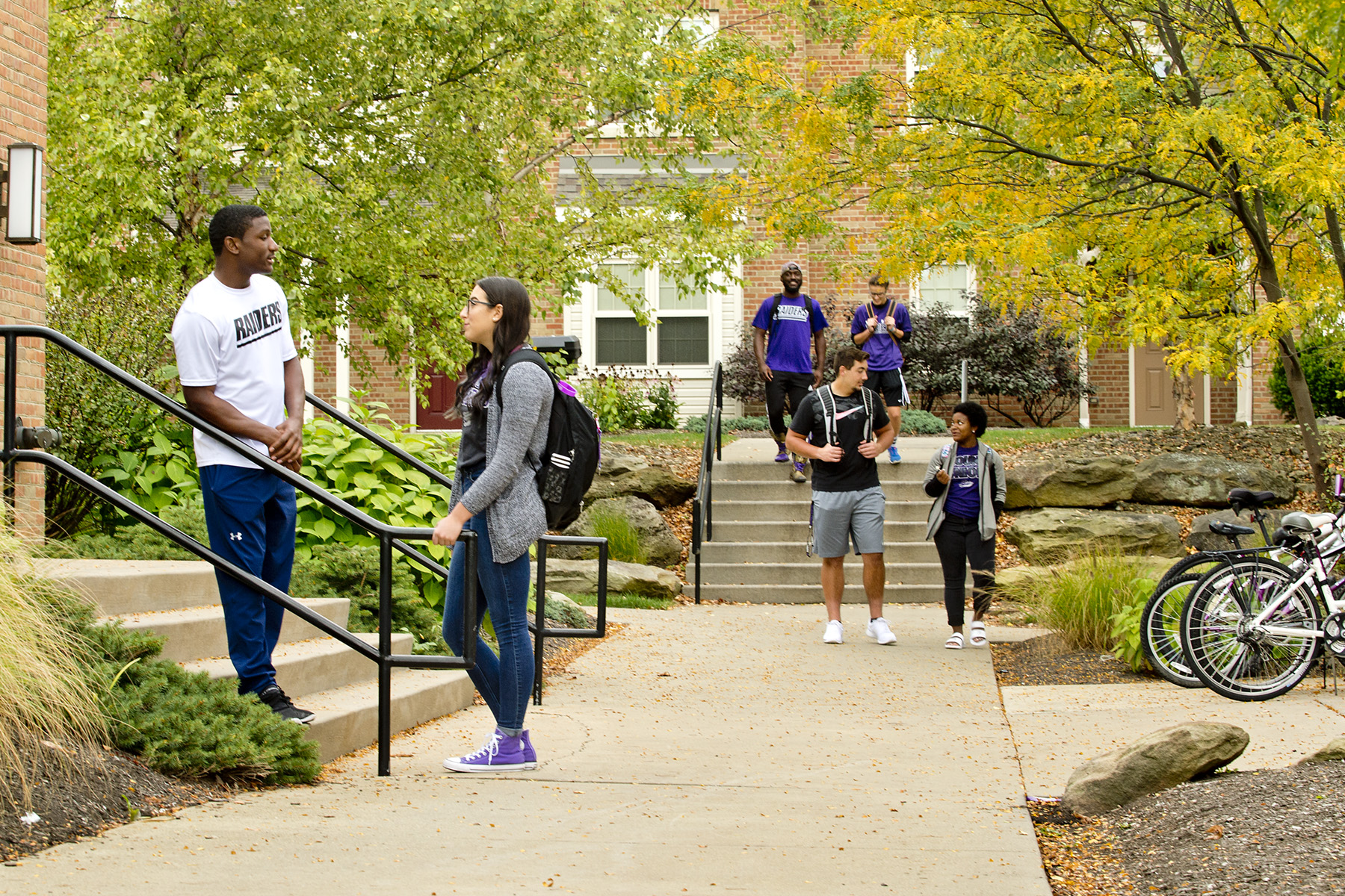 Mount Union students walking and enjoying campus.